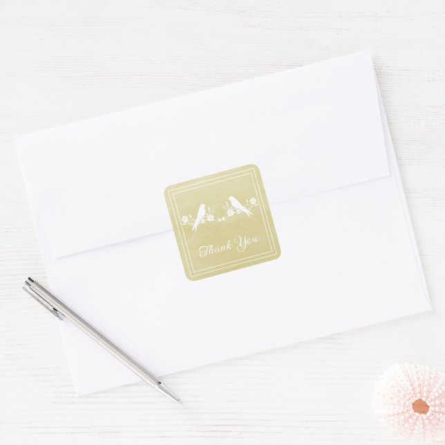 Yellow Lovebirds Floral Danke Stickers (Umschlag)