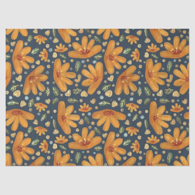 Yellow Luxe Florals Seidenpapier (Vorderseite)