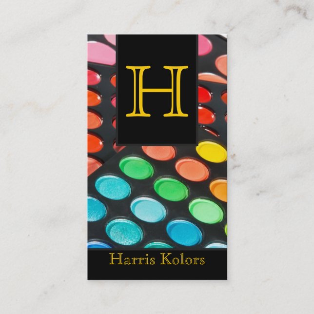 Yellow Make up Artist Palette Business Card Visitenkarte (Vorderseite)