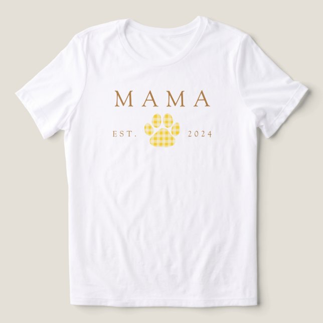 Yellow Mama Gingham Paw Print Birthday Tri-Blend Shirt (Design Vorderseite)