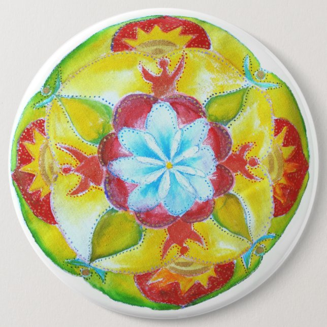 Yellow Mandala Art Button (Vorderseite)