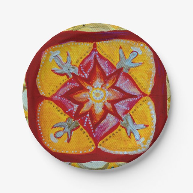 Yellow Mandala Custom Paper Teller 7 in (Vorderseite)