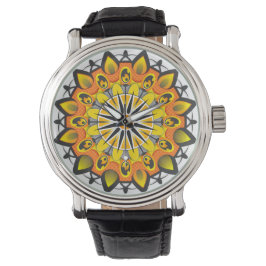Yellow Mandala Wristwatch Armbanduhr