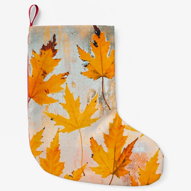 YELLOW MAPLE-BLÄTTER KLEINER WEIHNACHTSSTRUMPF (Vorderseite)