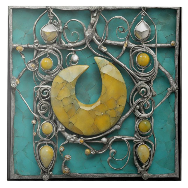 Yellow Marble Metal Art Sculptured  Fliese (Vorderseite)