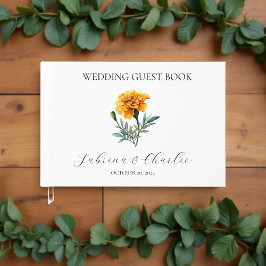 Yellow Marigold Elegant Floral Watercolor Wedding  Gästebuch