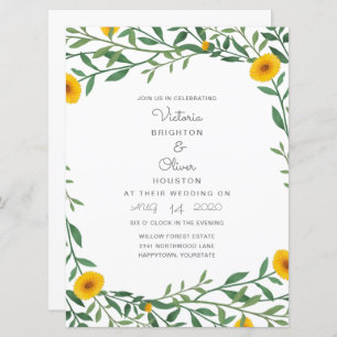 Yellow Marigold Floral Wedding Einladungen