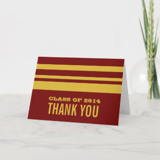 Yellow/Maroon Bold Stripes Grad Danke Karte