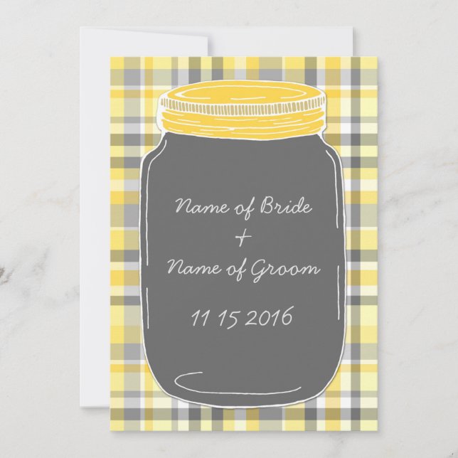 Yellow Mason Jar Hochzeit Probe Dinner Party Einladung (Vorderseite)