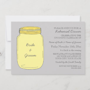 Yellow Mason Jar Hochzeit Probe Dinner Party Einladung