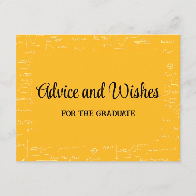 Yellow Math Graduation Party Advice for Graduate Begleitkarte (Vorderseite)