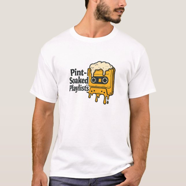 Yellow Melting Beer Cassette Music Quote T-Shirt (Vorderseite)