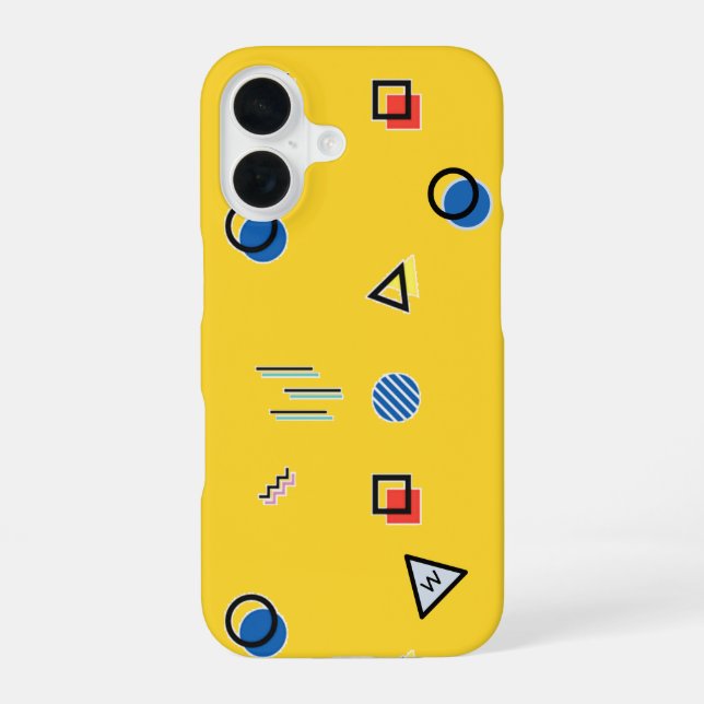 Yellow Memphis Monogram Case-Mate iPhone Case 16 Hülle (Rückseite)