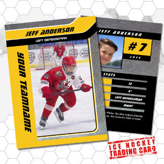 Yellow Metal Ice Hockey Trading Card Telefonnummerkarte