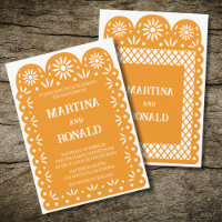 Yellow Mexican Papel Picado Hochzeitseinladung