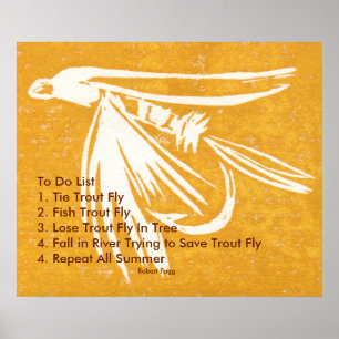 "Yellow Midge Trout Fly To Do List" Nassplakat Poster