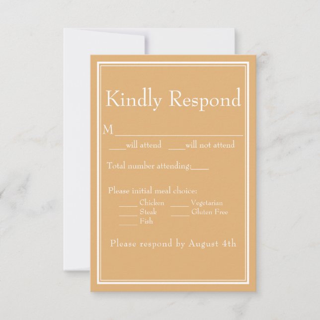 Yellow Minimalistisch Modern Wedding RSVP Card (Vorderseite)