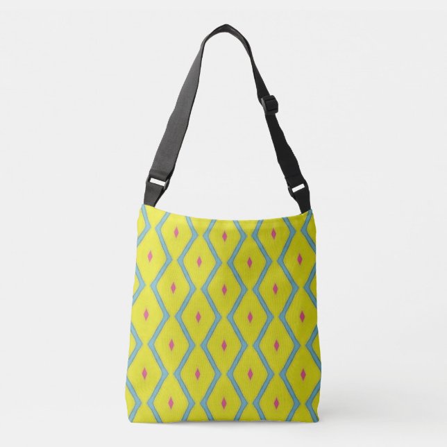 Yellow & Mint Geometric Diamond Shoulder Bag Tragetaschen Mit Langen Trägern (Vorderseite)