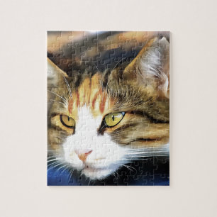 Yellow Mit Augen Calico Katze Realistisches Pet Po Puzzle