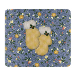 Yellow Mittens Glass Cutting Board Schneidebrett