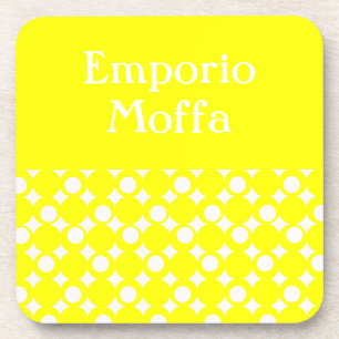 Yellow Mod Ball Design @ Emporio Moffa with text Getränkeuntersetzer