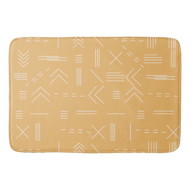 Yellow Modern Boho Geometric Custom Monogram Badematte (Vorderseite)