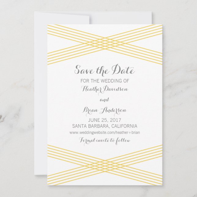 Yellow Modern Deko Save the Date einladen (Vorderseite)