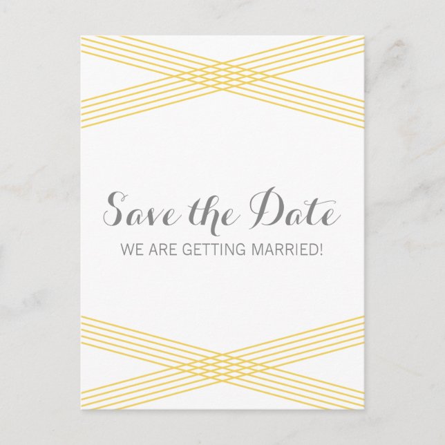 Yellow Modern Deko Save the Date Postkarte (Vorderseite)