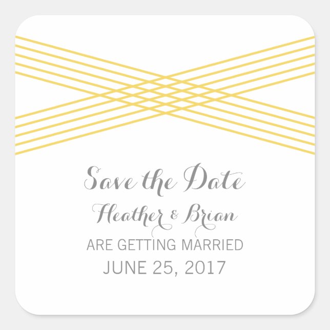 Yellow Modern Deko Save the Date Stickers (Vorderseite)