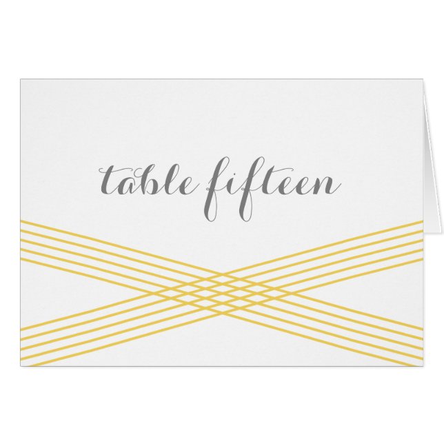 Yellow Modern Deko Tischnummer Card (Vorderseite (Horizontal))