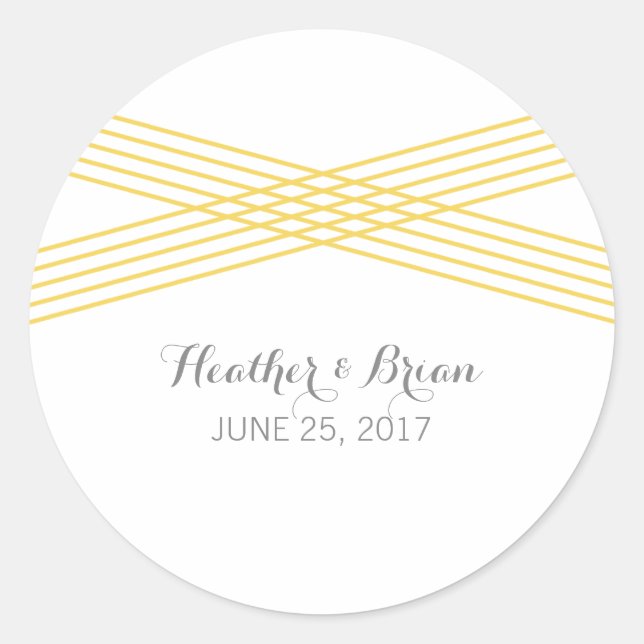 Yellow Modern Deko Wedding Stickers (Vorderseite)
