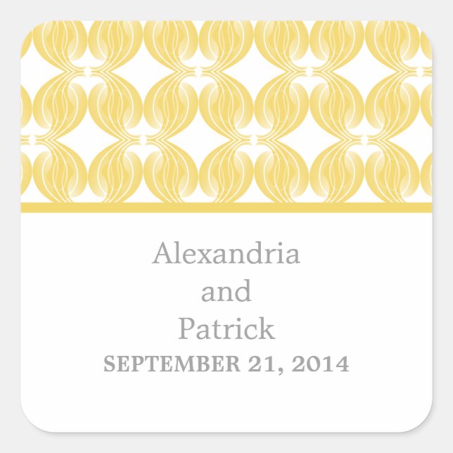 Yellow Modern Deko Wedding Stickers (Vorderseite)