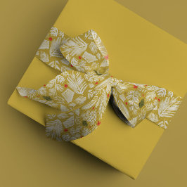 Yellow Modern Festive Botanical Holiday Satinband