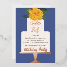 Yellow Modern Floral Cake Geburtstagsparty Gold