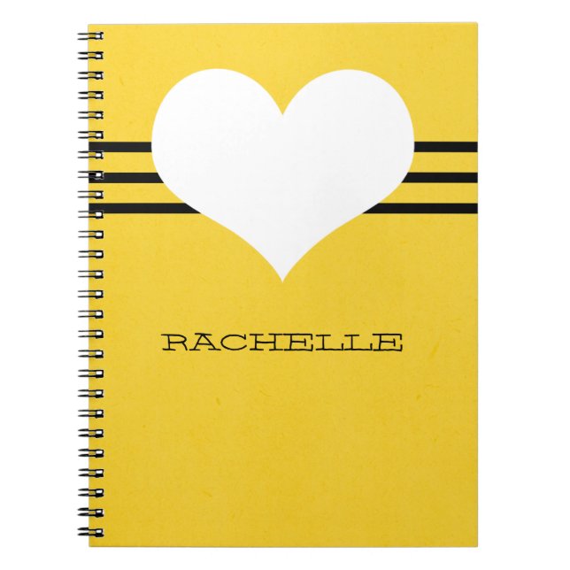 Yellow Modern Heart Notebook Notizblock (Vorderseite)
