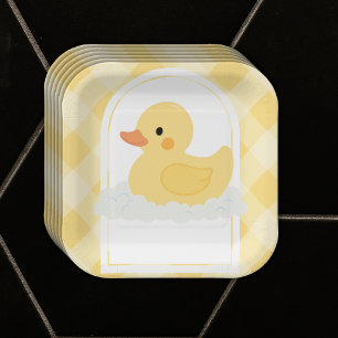 Yellow Modern Rubber Ducky Baby Dusche Pappteller