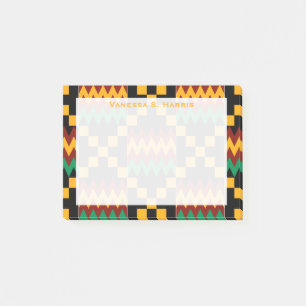 Yellow Monogram Kwanzaa Black Red Kente Tuch Post-it Klebezettel