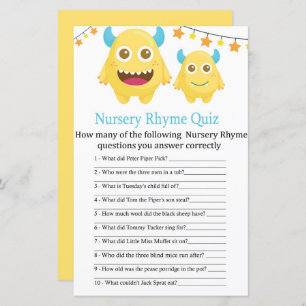 Yellow Monster Kinderzimmer Rhyme Quiz Babyduschsp