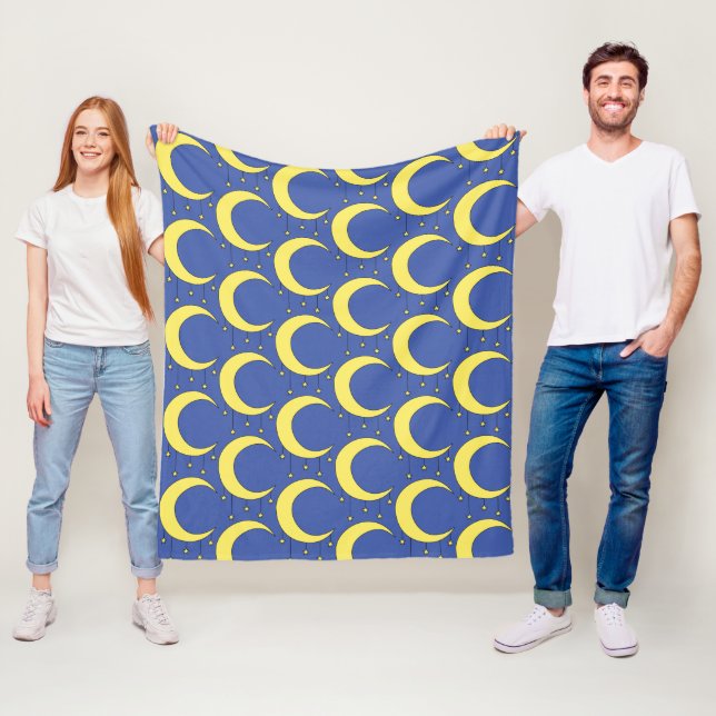 Yellow Moon and Stars illustration on Blue Fleecedecke (Beispiel)