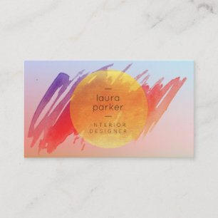 Yellow Moon Sunset Watercolor Spritzer Moderner Visitenkarte