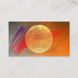 Yellow Moon Sunset Watercolor Spritzer Moderner Visitenkarte