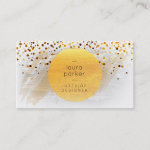 Yellow Moon Watercolor Spritzer Confetti Modern Visitenkarte