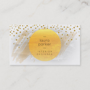 Yellow Moon Watercolor Spritzer Confetti Modern Visitenkarte