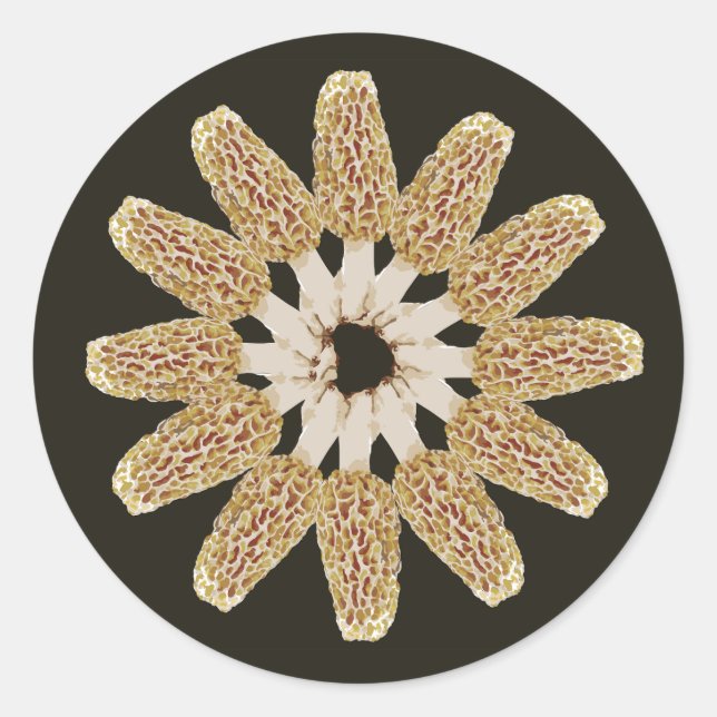 Yellow Morel Mandala Sticker Morchella esculenta (Vorderseite)