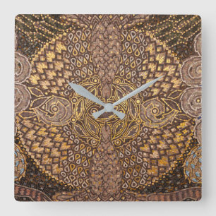 Yellow Mosiac Detail, Germany Quadratische Wanduhr