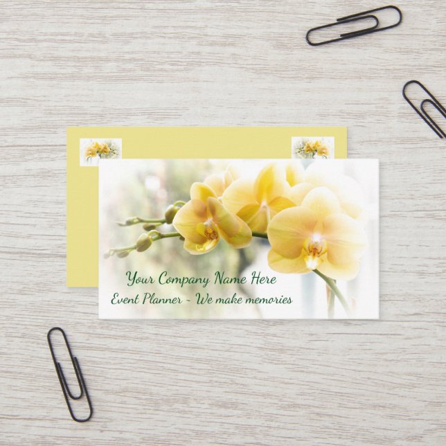 Yellow Moth Orchid in Sunshine Business Card Visitenkarte (Vorderseite/Rückseite Beispiel)