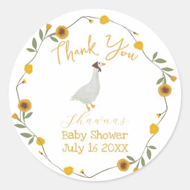 Yellow Mother Gänse Kinderzimmer Rhyme Runder Aufkleber (Vorderseite)