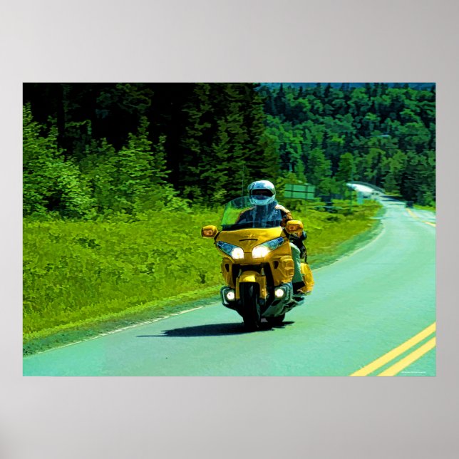 Yellow Motorrad Highway Reitsport Art Poster (Vorne)