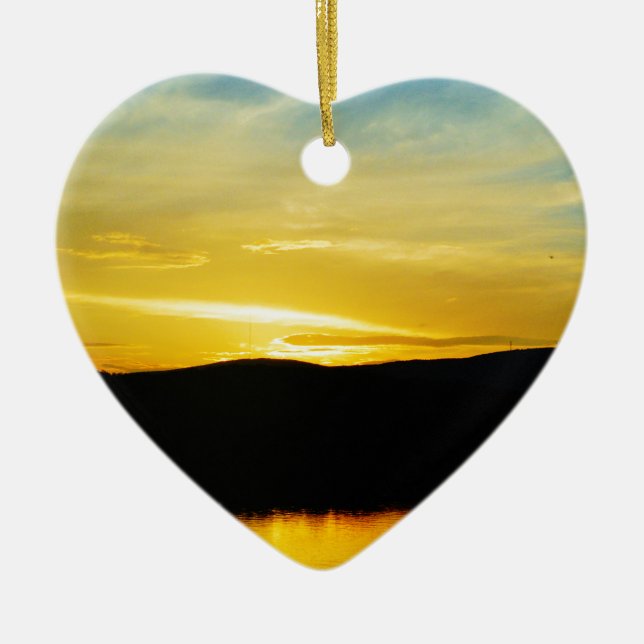 Yellow Mt Lake Sunset Keramikornament (Vorne)
