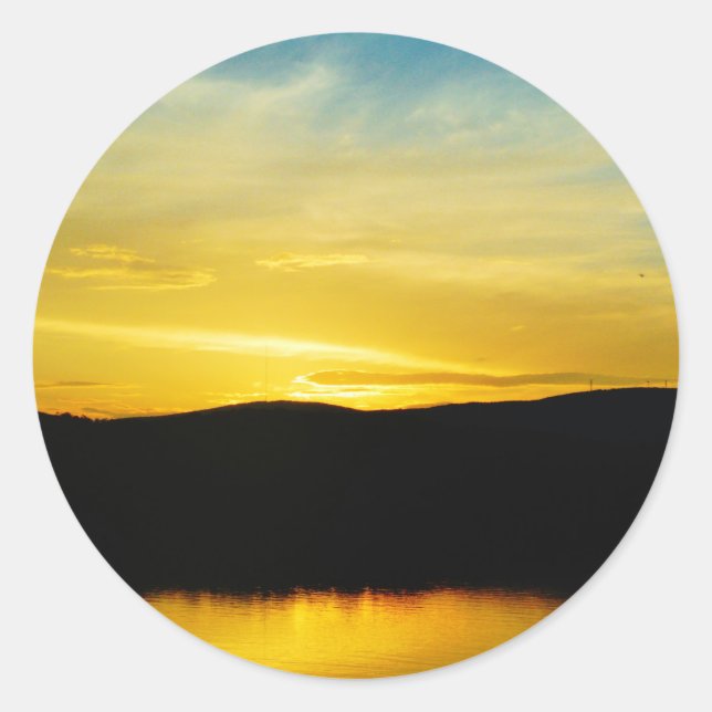 Yellow Mt Lake Sunset Runder Aufkleber (Vorderseite)